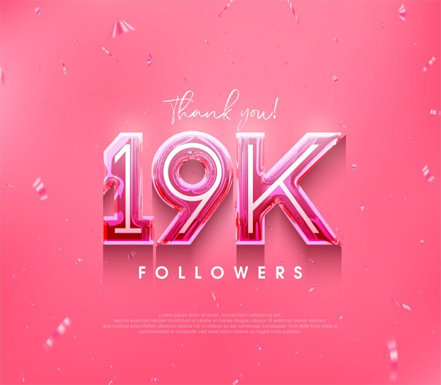 19k followers design for a thank you in a soft pink color