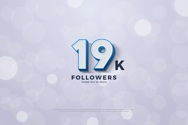 19k follower con numeri 3d blu.