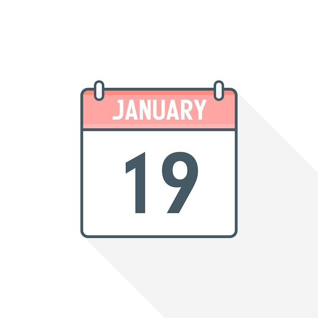 19th January calendar icon January 19 calendar Date Month icon vector illustrator