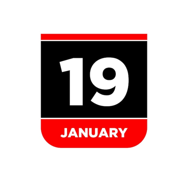 19th January vector calendar page 19 Jan icon