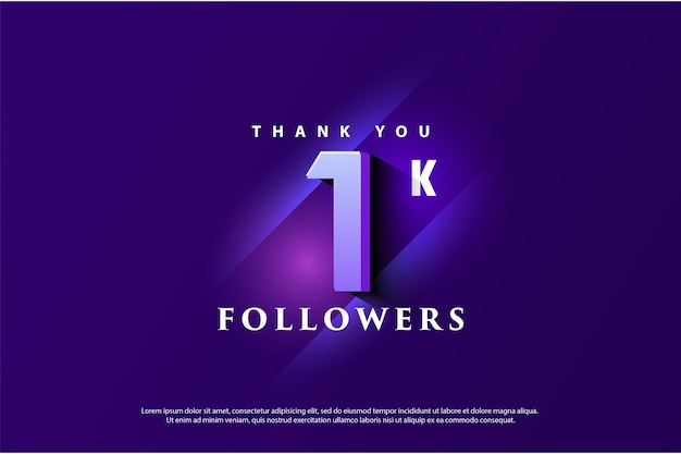 1k followers with glowing lines background.