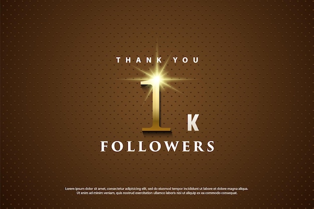 Vector 1k followers with shiny glow illustration over numbers.