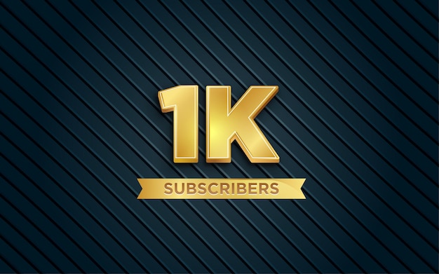 1k subscribers Banner templete with 3d editable text effect.