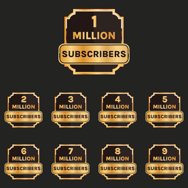 1M views celebration background design. 1 million views to 9 million views set