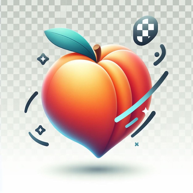 1Peach 3d fruit icon illustration