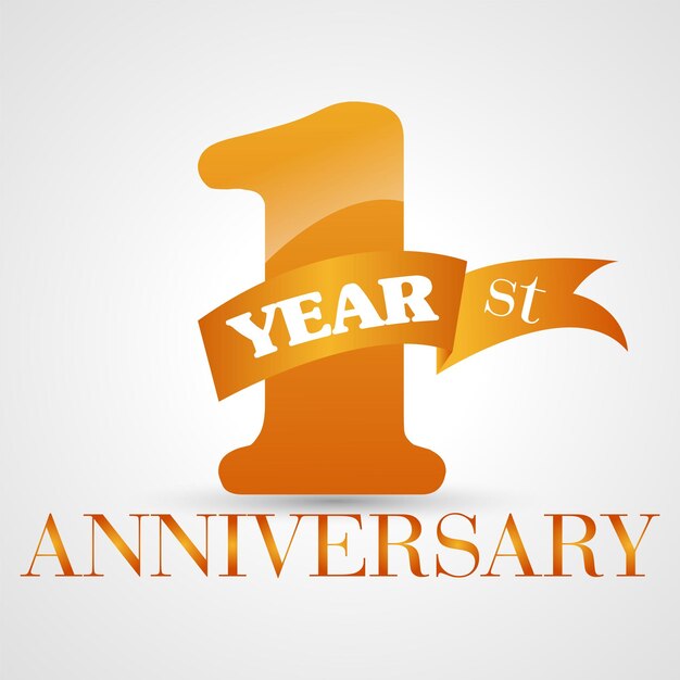 Premium Vector | 1st anniversary celebration emblem design with orange ...