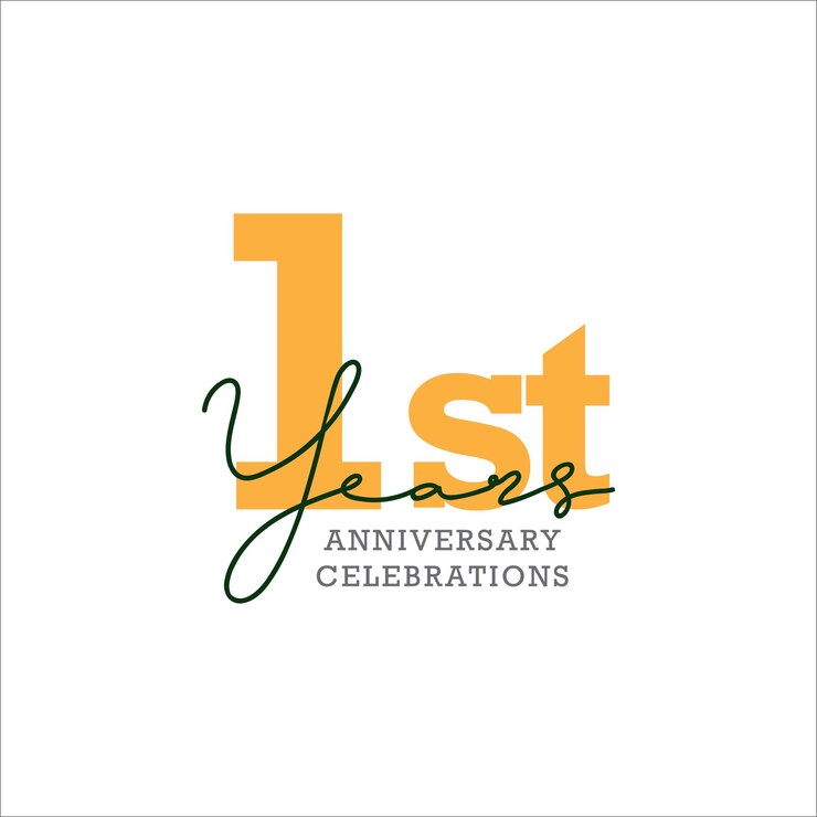 Vector 1st anniversary celebration logo design. vector eps10