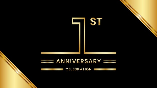 1st Anniversary Celebration with golden text Golden anniversary vector template