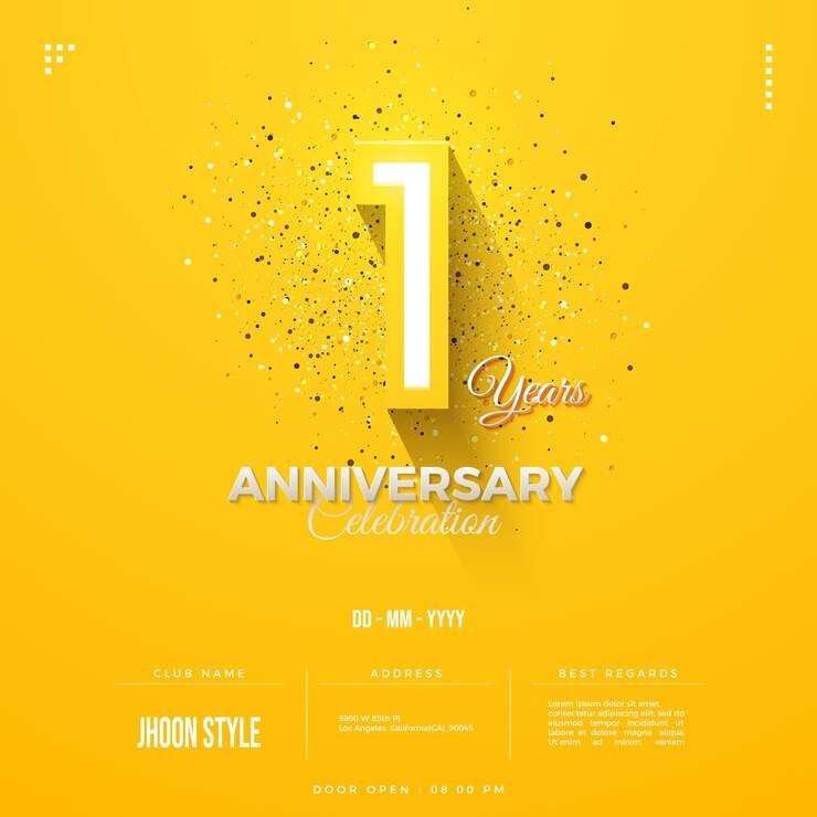 음영 처리된 숫자가 있는 1주년 초대 배경