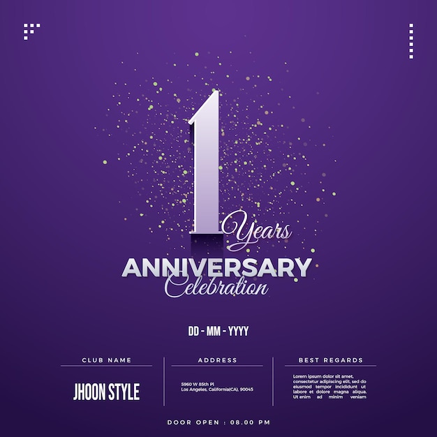 1st anniversary invitation with blueberry background