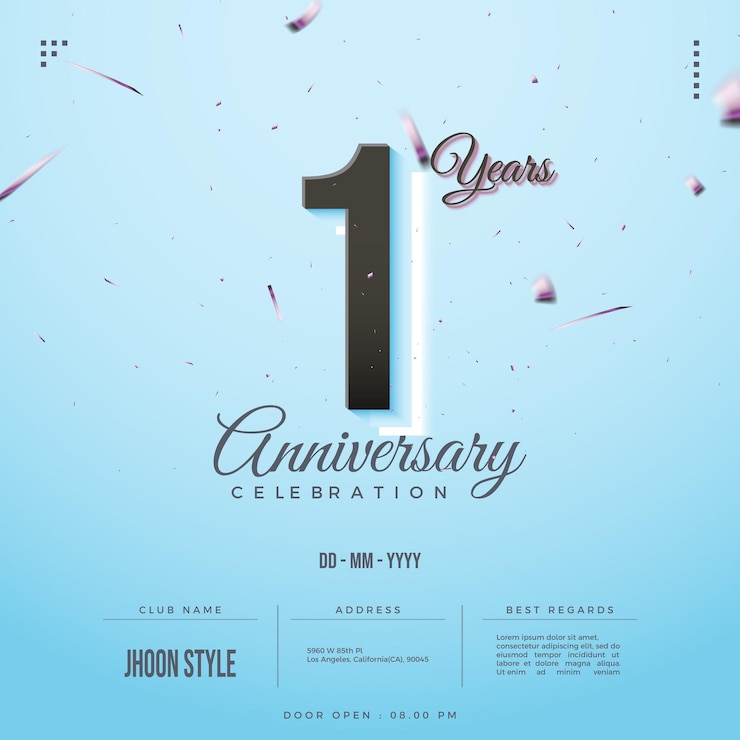 테두리가 있는 숫자가 있는 1주년 초대장