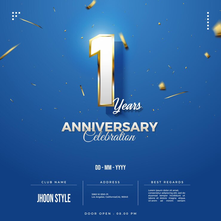 테두리가 있는 숫자가 있는 1주년 초대장