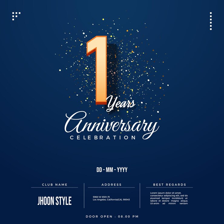 양각 3D 숫자 에디션이 있는 1주년 초대장