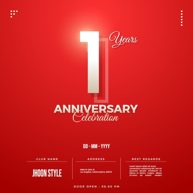 Viene utilizzato l'invito alla festa del primo anniversario con un design semplice