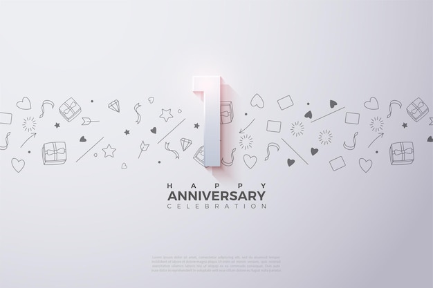 1st anniversary with a faded number illustration at the top.