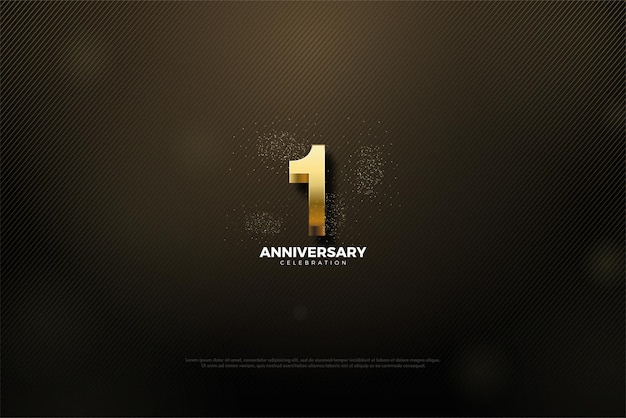 금색 숫자와 점이 있는 1주년