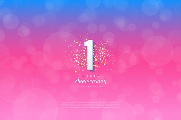 Vector 1st anniversary with number illustration in front of glitter