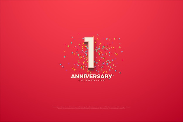 1° anniversario con numeri e illustrazioni scarabocchiate