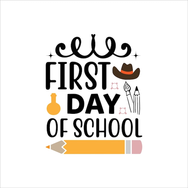 1st_day_of_school 학교 타이포그래피 티셔츠 디자인 무료 다운로드