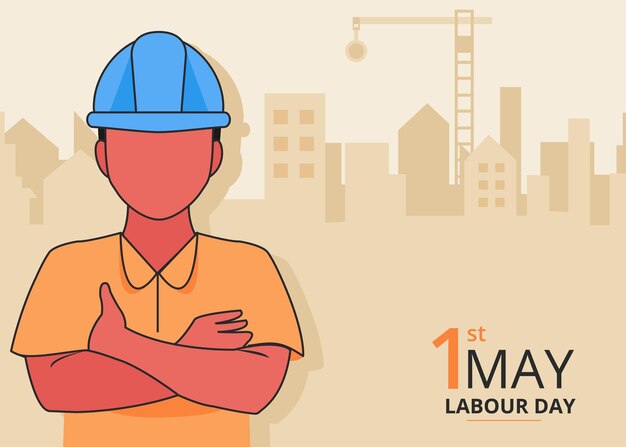 1st may Happy labour day background with architect