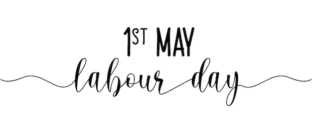 Vector 1st may labor day phrase continuous one line calligraphy with white background