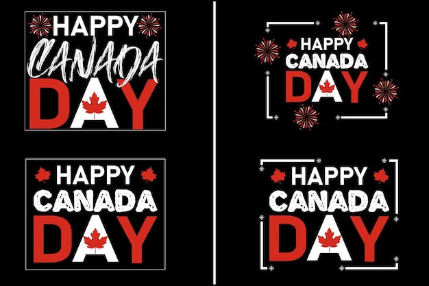 Вектор Набор дизайна футболки ко дню канады 1 июля