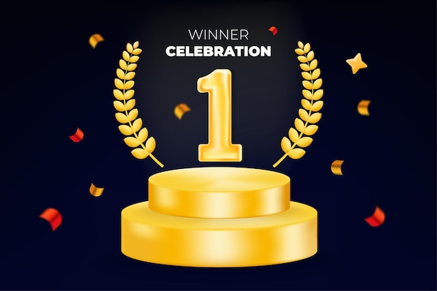 1위 축제: 노란색 금색 베어 리프와 노란색 포디움과 콘티 터 일러스트레이터