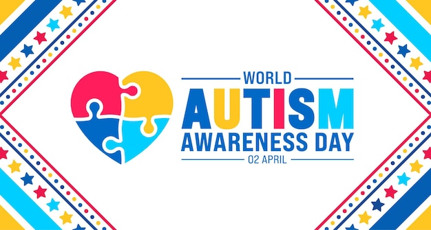 4月2日 世界自閉症意識デー パズル 愛のアイコン バナー