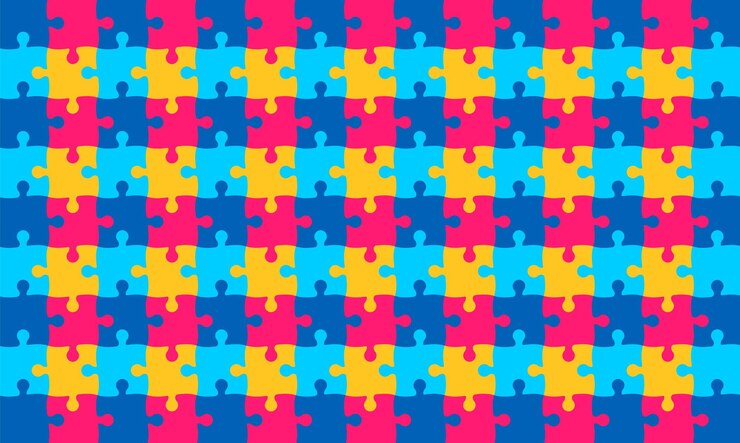 Vector 2 april world autism awareness day colorful puzzle piece seamless pattern background