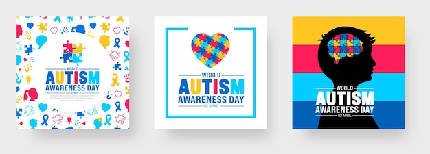 2 April world Autism Awareness Day social media post banner design set Autism Awareness Day banner