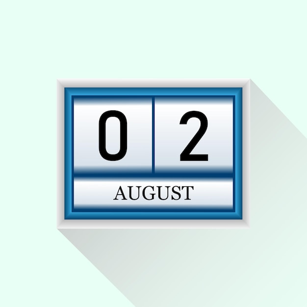 2 August Vector flat daily calendar icon Date and month