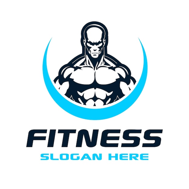 2 color Fitness Gym Logo Template Male Body Builder