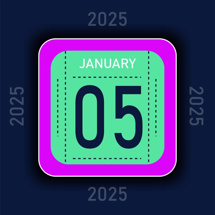 Vector 2 color january month calendar 2025