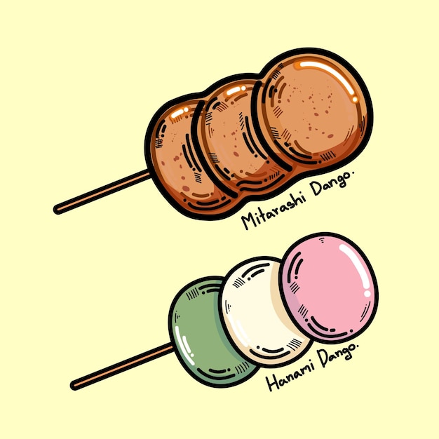 2 Dango set in cartoon style