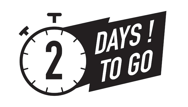 Vector 2 days to go timer vector symbol black color