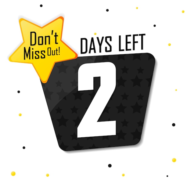 Vector 2 days left countdown tag banner design template