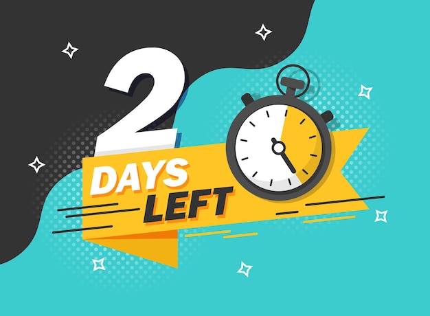 2 days left icon in flat style Offer countdown date number vector illustration on isolated background Sale promotion timer sign business concept