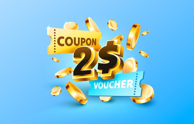 2 dollar coupon gift voucher cash back banner special offer Vector