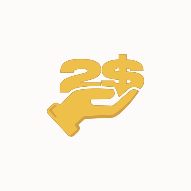 Modello di design del logo iconico da 2 dollari