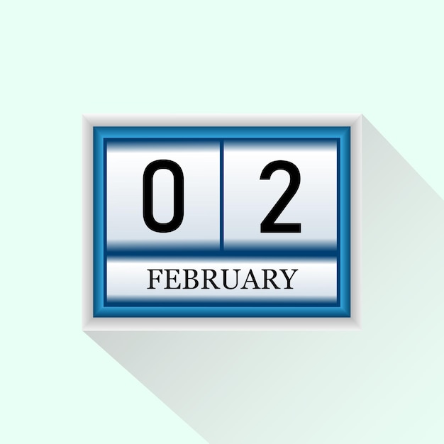 2 February Vector flat daily calendar icon Date and month