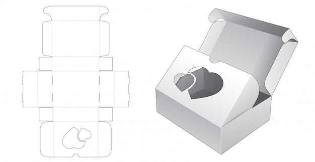 Упаковка для хлебобулочных изделий с двумя переворотами и шаблоном для вырезки из сердца