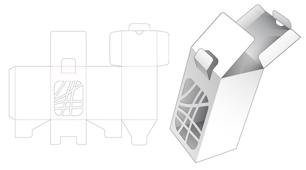 2フリップ長方形ボックスと抽象的なウィンドウダイカットテンプレート