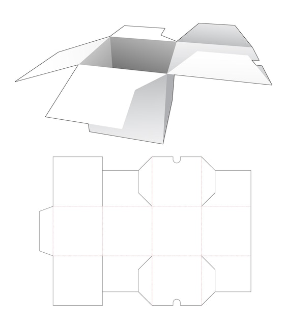 2 шаблона для высечки квадратной упаковочной коробки с откидной крышкой