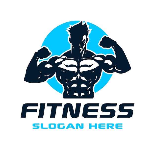 2 kleuren Fitness Gym Logo Template Man Body Builder