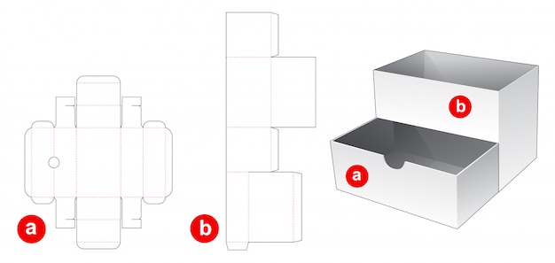 2 층 상자 다이 컷 템플릿