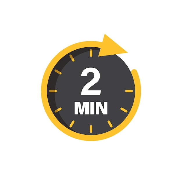 Vector 2 minute on stopwatch icon in flat style clock face timer vector illustration on isolated background countdown sign business concept