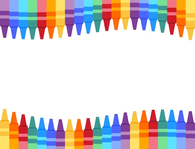 Vector 2 rows of a colorful crayons that have the rainbow colors