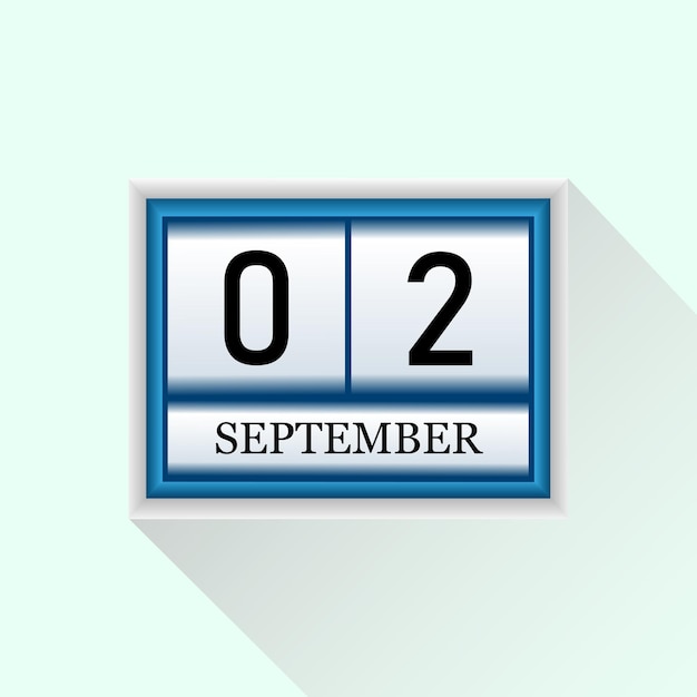 2 September Vector flat daily calendar icon Date and month