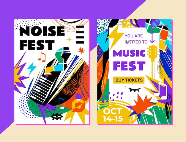 2 sjablonen voor abstracte muziekfestivals