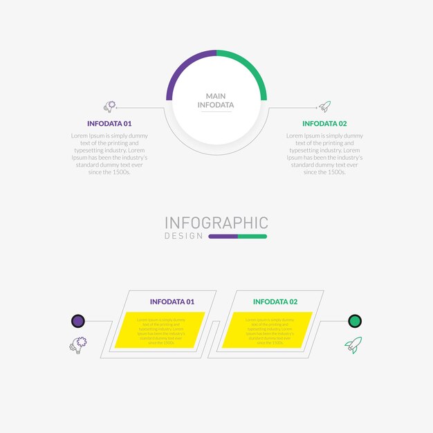 Vector 2 step or options minimal infographics design vector template